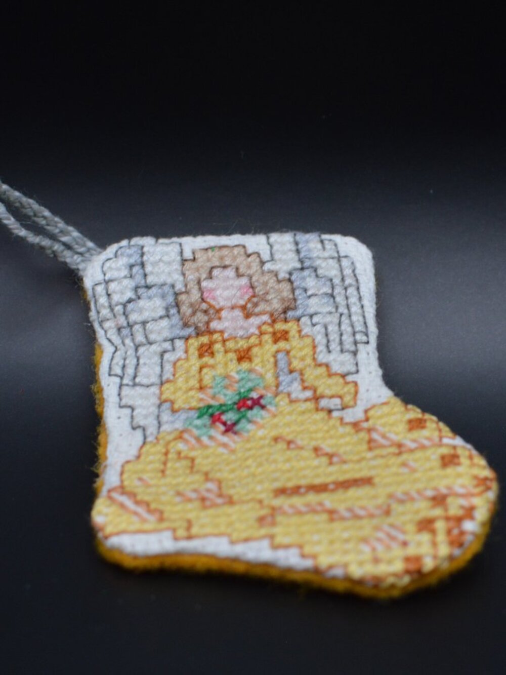 Cross Stitch Homemade Stocking Ornament - Angel
